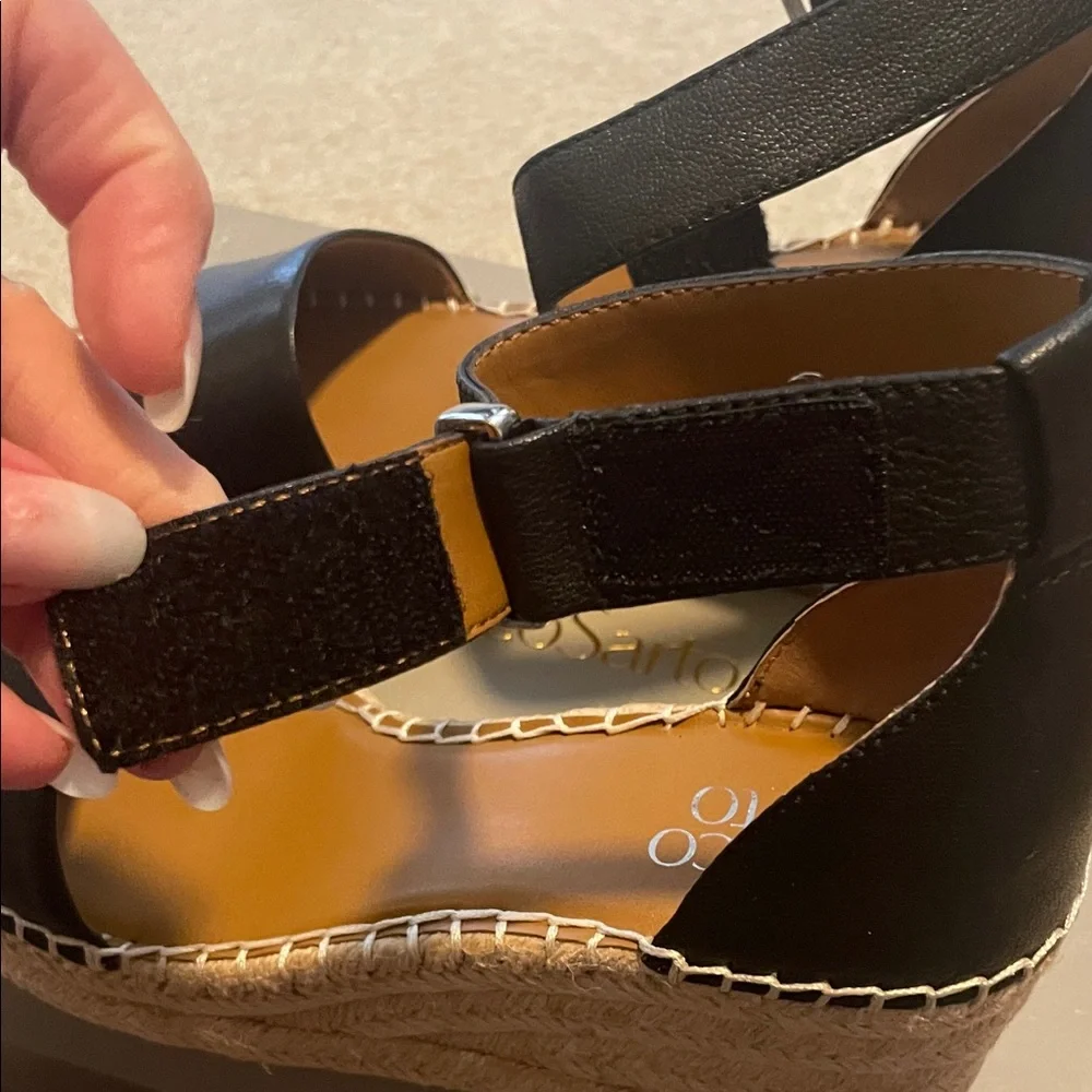 Franco Sarto Black Espadrille Wedge Sandals - Picture 7 of 13
